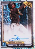 2024 Bowman Chrome Prospect Autographs #CPALD Leo de Vries Speckle Refractor Baseball Card