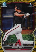 2023 Bowman Chrome Prospects #BCP25 Druw Jones Yellow Lunar Crater Refractor Baseball Card