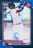 2024 Bowman Chrome Prospect Autographs #CPAFC Fernando Cruz Blue Refractor Baseball Card
