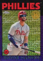 2021 Topps Silver Pack 1986 Chrome Promo #25 Bryce Harper Series 2-Purple Refractor Baseball Card