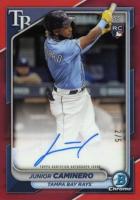 2024 Bowman Chrome Chrome Rookie Autographs #CRAJC Junior Caminero Red Refractor Baseball Card
