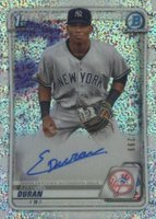 2020 Bowman Chrome Prospect Autographs #CPAED Ezequiel Duran Speckle Refractor Baseball Card