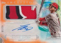 2019 Topps Inception Autograph Patch #IAP-SO Shohei Ohtani Orange Baseball Card