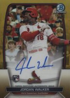 2023 Bowman Chrome Chrome Rookie Autograph #CRAJW Jordan Walker Gold Baseball Card