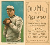 1909 White Borders Old Mill #7 Red Ames Hands at Chest Baseball Card