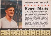 1961 Post Cereal #7 Roger Maris Hand Cut Baseball Card