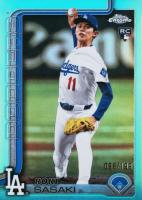 2025 Topps Chrome #217 Roki Sasaki Aqua Refractor Baseball Card