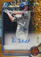 2022 Bowman Chrome Prospect Autographs #CPAKK Kevin Kendall Gold Shimmer Refractor Baseball Card