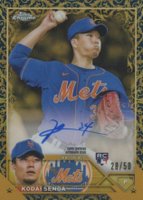 2023 Topps Gilded Collection Topps Chrome Gold Etch Autographs #CGAKSA Kodai Senga Blue Baseball Card