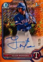 2022 Bowman Chrome Prospect Autographs #CPAYML Yeison Morrobel Orange Shimmer Refractor Baseball Card