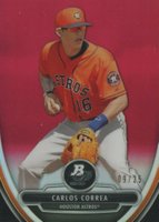2013 Bowman Platinum Chrome Prospects #23 Carlos Correa Red Refractor Baseball Card