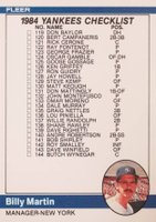 1984 Fleer #652 Checklist: Yankees/Reds Baseball Card