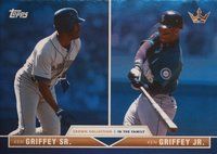 2022 Topps X Bobby Witt Jr. Crown Collection #36 Ken Griffey Jr./Ken Griffey Blue Rainbow Foilboard Baseball Card