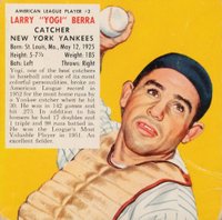 1953 Red Man Tobacco #3 Yogi Berra Hand Cut-Without Tab Baseball Card