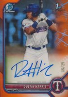 2022 Bowman Chrome Prospect Autographs #CPADHR Dustin Harris Orange Refractor Baseball Card