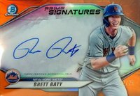 2020 Bowman Chrome Prime Chrome Signatures #PCSBB Brett Baty Orange Refractor Baseball Card