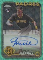 2024 Topps Chrome Rookie Autographs #RAJME Jackson Merrill Aqua Wave Baseball Card