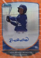 2013 Bowman Chrome Prospect Autograph #BCPAMO Adalberto Mondesi Orange Refractor Baseball Card
