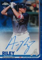 2019 Topps Chrome Rookie Autographs #RA-AR Austin Riley Blue Refractor Baseball Card