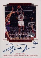 1999 Upper Deck MJ Master Collection Signature Performances #MJ6 Jordan scores 55... Basketball Card