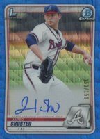 2020 Bowman Draft Chrome Draft Picks Autographs #CDAJS Jared Shuster Blue Wave Refractor Baseball Card