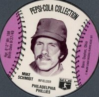 1977 Pepsi-Cola Baseball Stars Discs # Mike Schmidt Purple Baseball Card