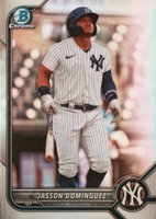 2022 Bowman Draft #BDC75 Jasson Dominguez Chrome-Refractor Baseball Card