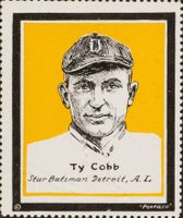 1915 Postaco Stamps # Ty Cobb Yellow Background Baseball Card