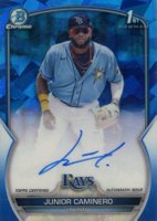 2023 Bowman Sapphire Edition Chrome Prospects Autographs #BSPAJCO Junior Caminero Baseball Card
