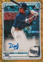 2020 Bowman Chrome Prospect Autographs #CPAJDI Jhon Diaz Gold Shimmer Baseball Card