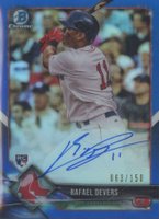2018 Bowman Rookie Autographs Chrome #RD Rafael Devers Blue Refractor Baseball Card