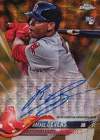 2018 Topps Chrome Rookie Autograph #RA-RD Rafael Devers Gold Wave Refractor Baseball Card