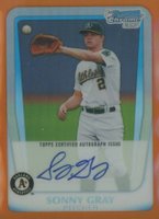 2011 Bowman Chrome Draft Prospect Autographs #SGR Sonny Gray Orange Refractor Baseball Card