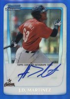 2011 Bowman Chrome Prospects #BCP92 J.D. Martinez Blue Refractor-Autograph Baseball Card