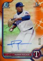 2022 Bowman Draft Chrome Draft Pick Autographs #CDAKR Kumar Rocker Orange Refractor Baseball Card