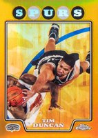 2008 Topps Chrome #21 Tim Duncan Gold Refractor Basketball Card