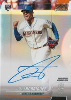2022 Topps Stadium Club Chrome Autographs #JR Julio Rodriguez Orange Refractor Baseball Card