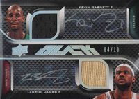 2008 Upper Deck Black Quad Autographs Jerseys #UDEX Kevin Garnett/LeBron James/Michael Jordan/Kobe Bryant Basketball Card