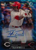 2016 Bowman Draft Chrome Draft Picks Autographs #CDATT Taylor Trammell Blue Wave Refractor Baseball Card