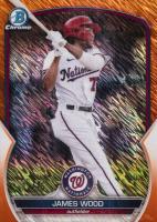 2023 Bowman Chrome Prospects #BCP129 James Wood Orange Shimmer Refractor Baseball Card