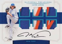 2017 Panini National Treasures Six Swatch Signature #JD Jacob DeGrom Platinum 1/1 Baseball Card