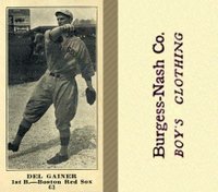 1916 Burgess-Nash Co. #63 Del Gainer (Gainor) Baseball Card