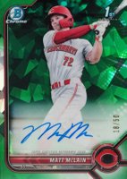 2022 Bowman Sapphire Edition Chrome Prospect Autographs #MM Matt Mclain Green Baseball Card