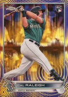 2022 Topps Chrome Sonic #149 Cal Raleigh Purple/Yellow Sonic Refractor Baseball Card