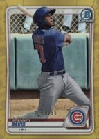 2020 Bowman Draft #BD187 Brennen Davis Chrome-Gold Refractor Baseball Card