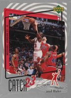 1997 Upper Deck International Catch 23 Sticker #MJ165 Michael Jordan Basketball Card