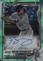 2021 Bowman Draft Chrome Draft Pick Autographs #CDABM Benny Montgomery Aqua Lava Refractor Baseball Card