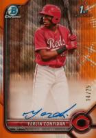 2022 Bowman Chrome Prospect Autographs #CPAYC Yerlin Confidan Orange Wave Refractor Baseball Card