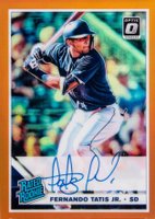 2019 Panini Donruss Optic Rated Rookie Signatures #FT Fernando Tatis Jr. Orange-Black Box 1/1 Baseball Card