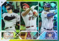 2023 Topps #246 Aaron Judge/Mike Trout/Yordan Alvarez Gold Foil Baseball Card